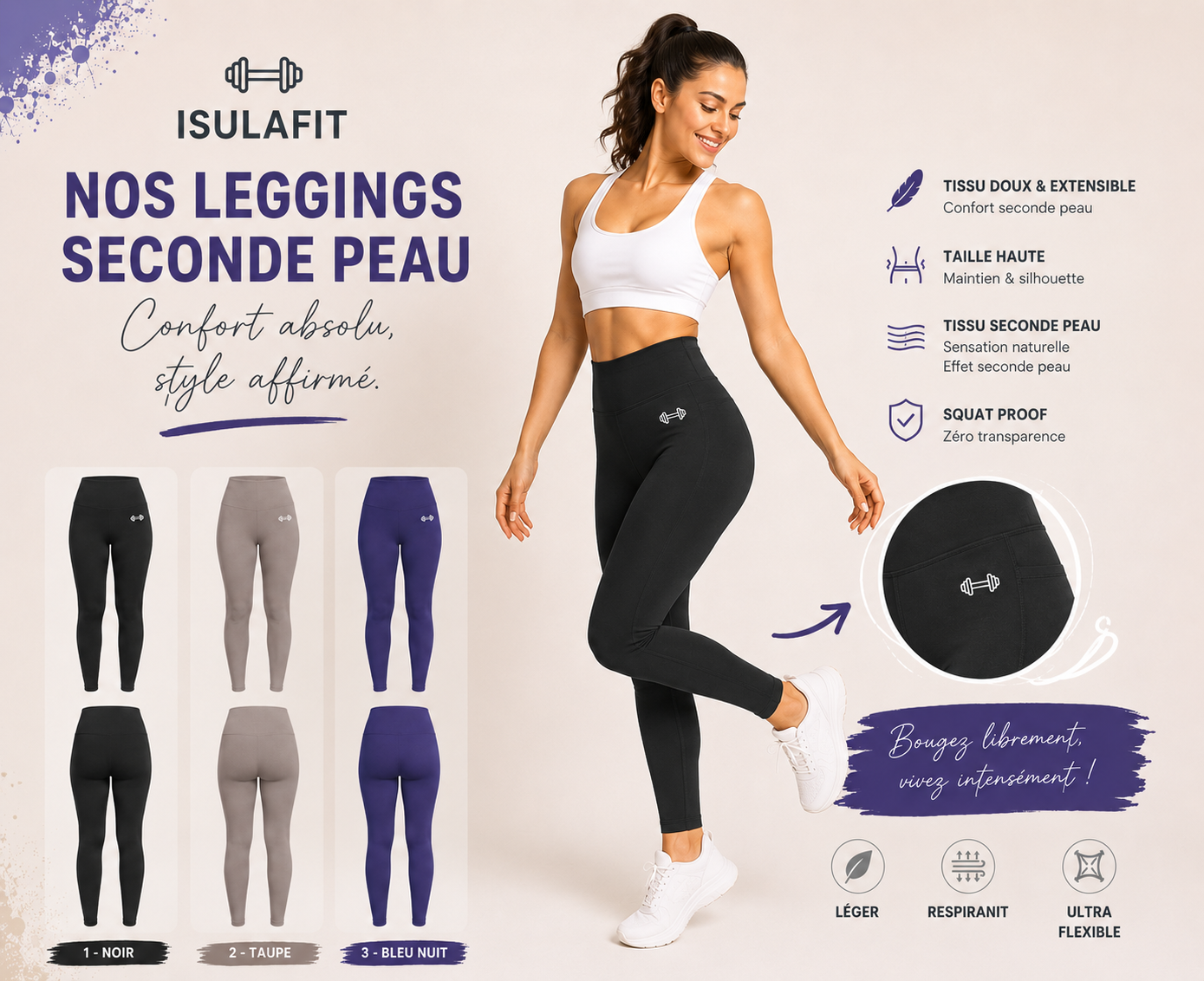Legging Seconde Peau | Ceinture Cintrée Amincissante | ISULA FIT